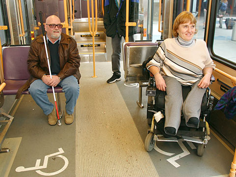 Photo of securement area on board MAX train