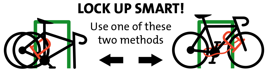 Graphic showing how to best lock up your bike