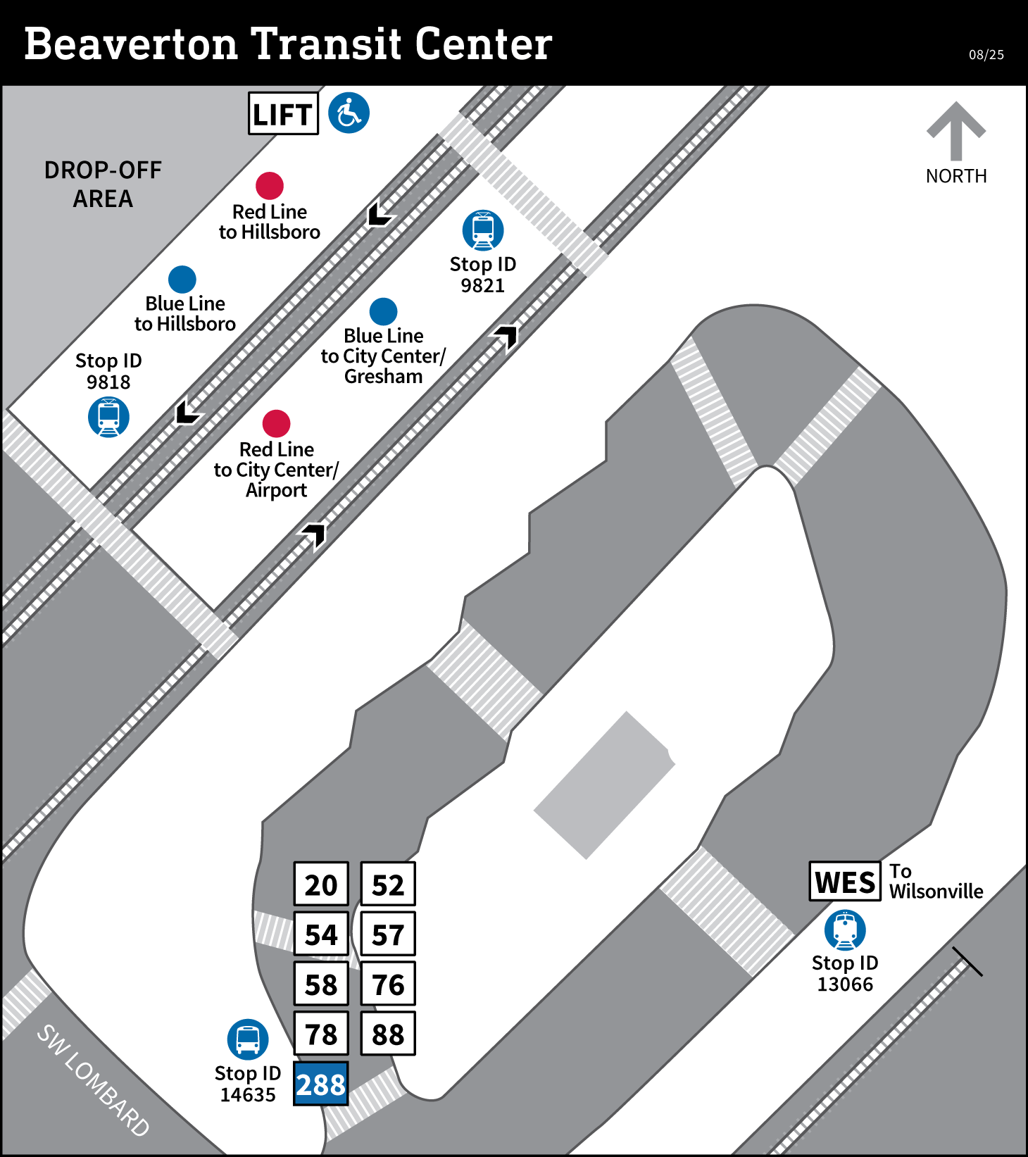 Map of Beaverton Transit Center